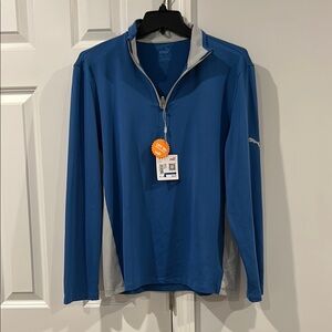 NWT Puma Golf Youth Boys 1/4 Quarter Zip Pullover Blue Shirt Long Sleeves